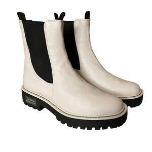 Sam Edelman NEW Laguna Leather Pull On White Combat Boots Women’s Size 9.5